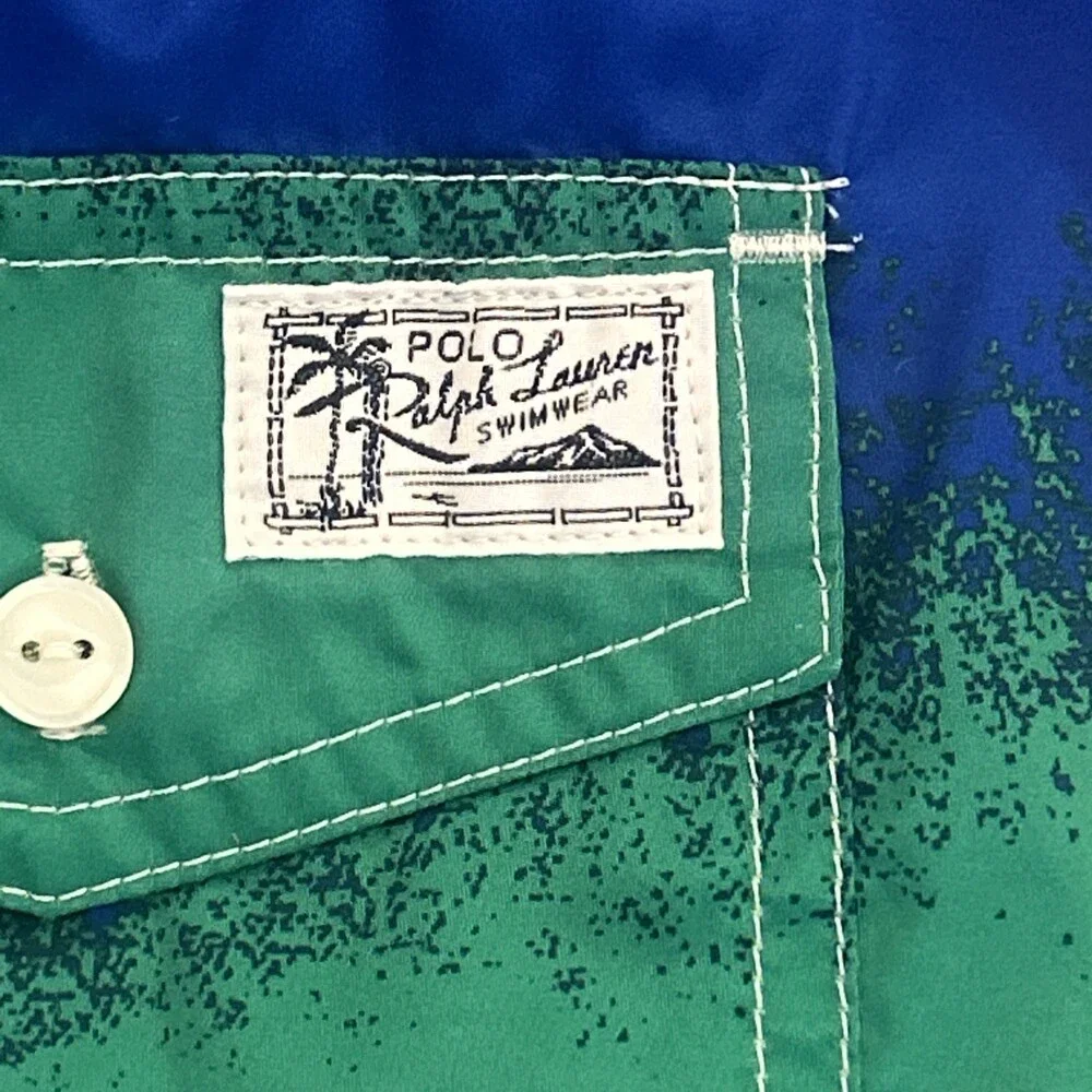NWT Polo Ralph Lauren Men 1XB Wellness Club Swim Shorts Pony Blue Green Yellow